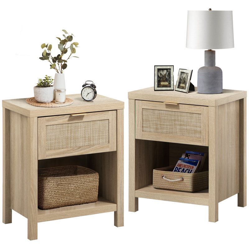 Alayha 19.7 W Nightstand Set of 2 Bayou Breeze Color Light Natural Oak